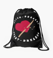 Stick Breaker Heart Breaker on Black Drawstring Bag