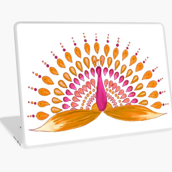 Mandala peacock - Orange palette Laptop Skin