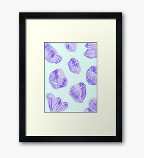 Pastel Purple and Blue Amethyst Gemstone Watercolour Framed Print