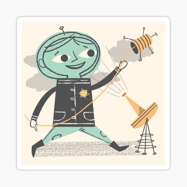 Space Boy with Sputnik Sticker