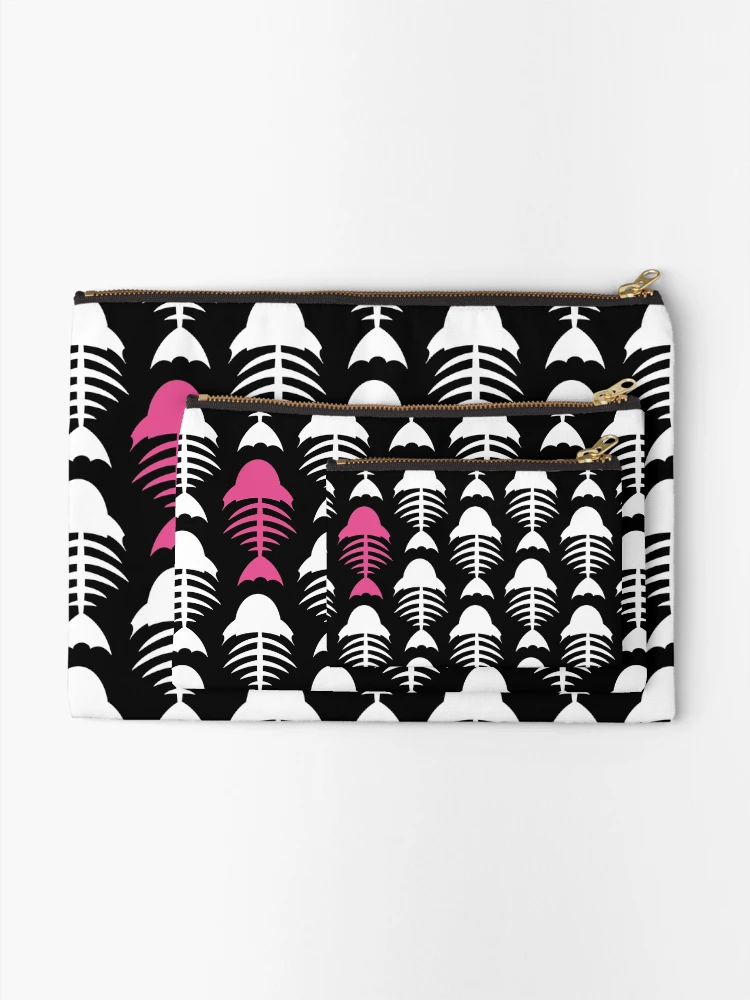 Thumbnail 2 of 4, Zipper Pouch, Cartoon Fish Fishbone Pattern designed and sold by MurphyCreative.