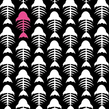 Artwork thumbnail, Cartoon Fish Fishbone Pattern by MurphyCreative