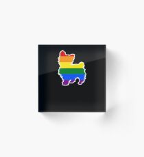 Yorkshire Terrier Yorkie Shirt Small Dog LGBT Rainbow Flag Acrylic Block