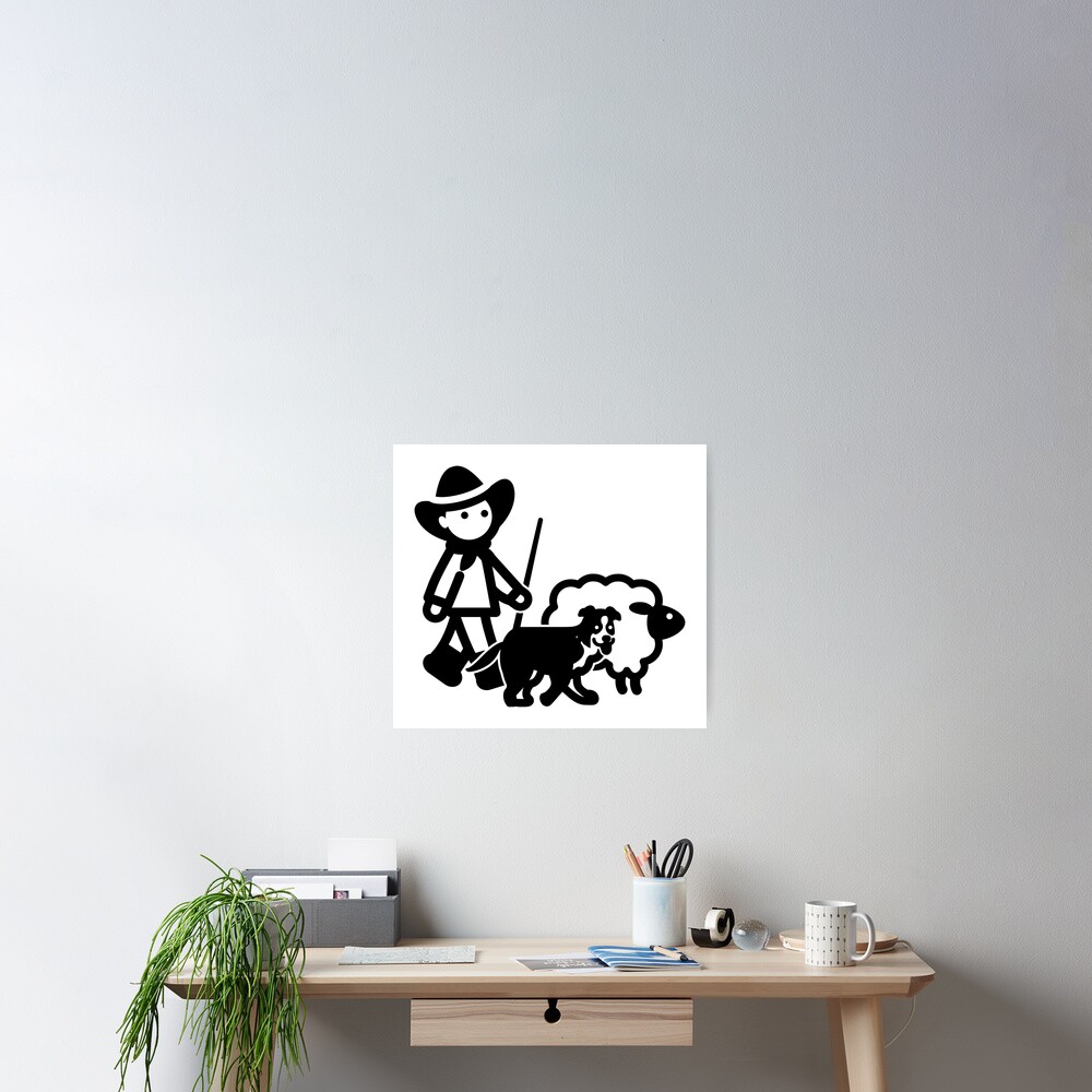 Farm Sheep Shepherd Clipart Poster