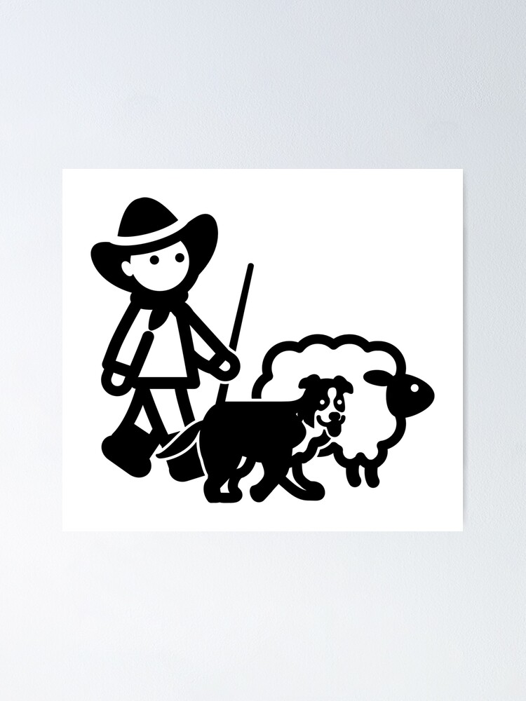 Alternate view of Farm Sheep Shepherd Clipart Poster