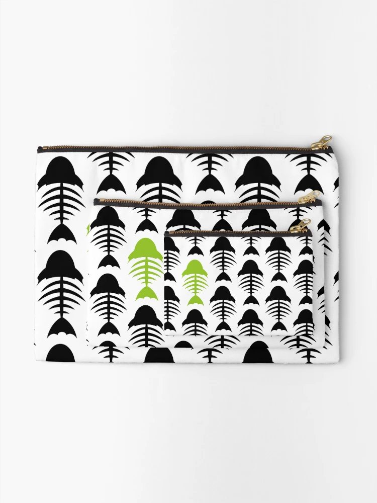 Thumbnail 2 of 4, Zipper Pouch, Cartoon Fish Fishbone Pattern designed and sold by MurphyCreative.