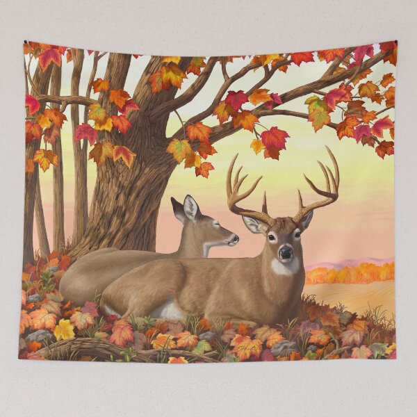 Item preview, Whitetail Deer Autumn Maple Tree designed and sold by csforest.