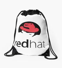Red Hat Software Logo Sticker Drawstring Bag