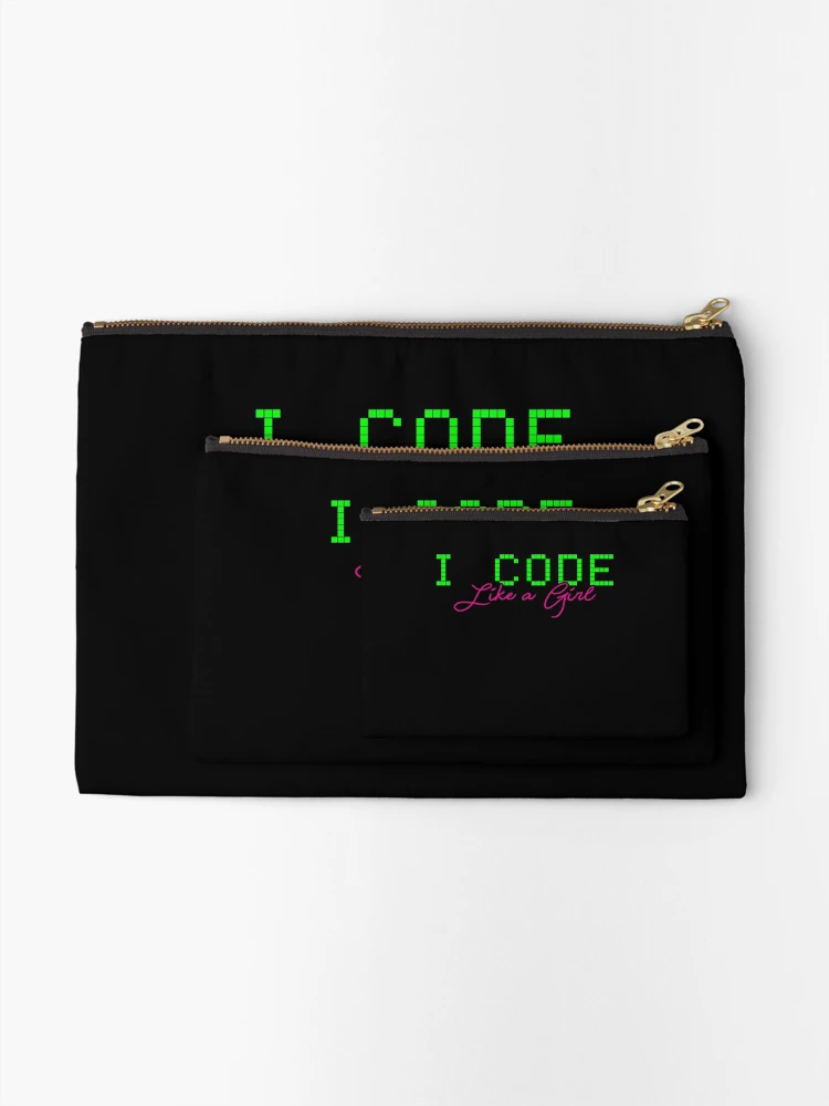 Thumbnail 2 of 4, Zipper Pouch, Code Coding Girl Programmer Software designed and sold by 4tomic.
