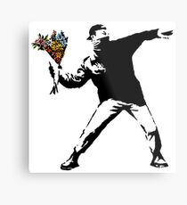 Banksy - Rage, Blumenwerfer Metalldruck