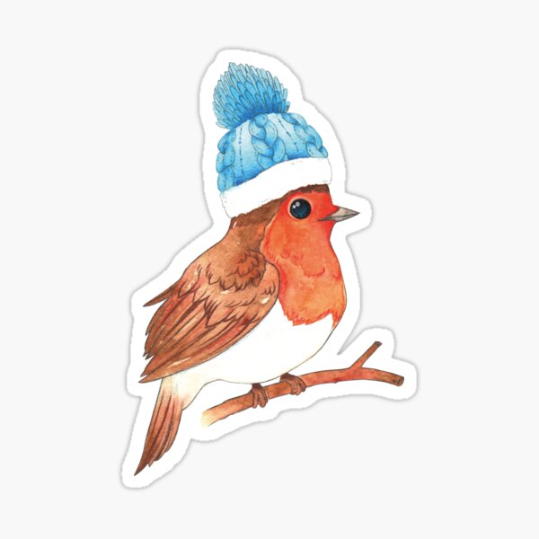 Robin with Beanie Sticker