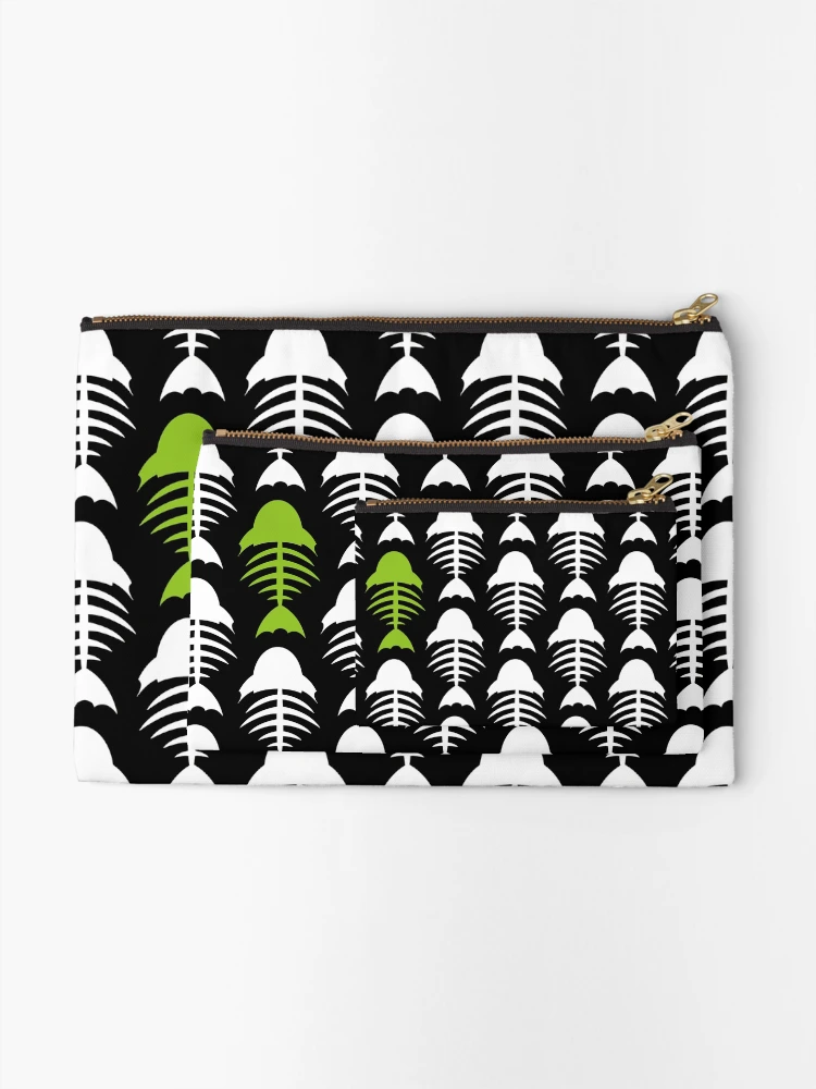 Thumbnail 2 of 4, Zipper Pouch, Cartoon Fish Fishbone Pattern designed and sold by MurphyCreative.