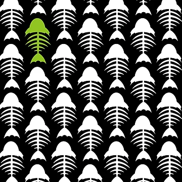 Artwork thumbnail, Cartoon Fish Fishbone Pattern by MurphyCreative