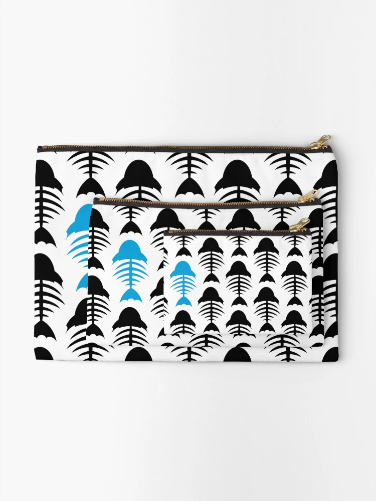 Thumbnail 2 of 4, Zipper Pouch, Cartoon Fish Fishbone Pattern designed and sold by MurphyCreative.
