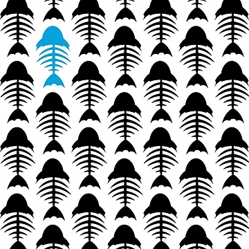 Artwork thumbnail, Cartoon Fish Fishbone Pattern by MurphyCreative