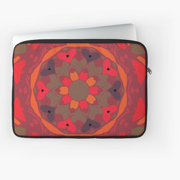 Orange Glow Floral Abstract Mandala Laptop Sleeve