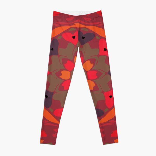 Orange Glow Floral Abstract Mandala Leggings