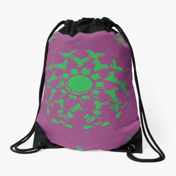 Vanishing Point Floral Abstract Mandala Drawstring Bag