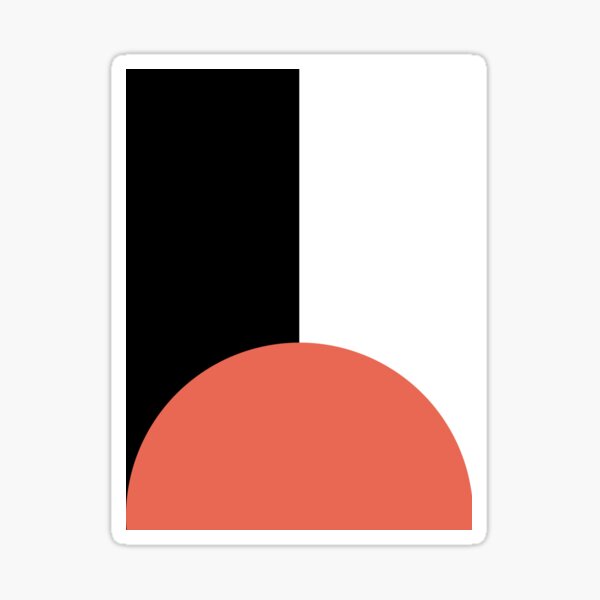 Basic Bold Living Coral Circle and Black and White Rectangles Sticker