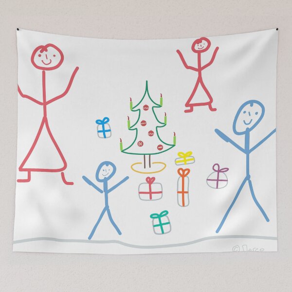 Item preview, Stick figure family celebrates Christmas designed and sold by KlareLinie.