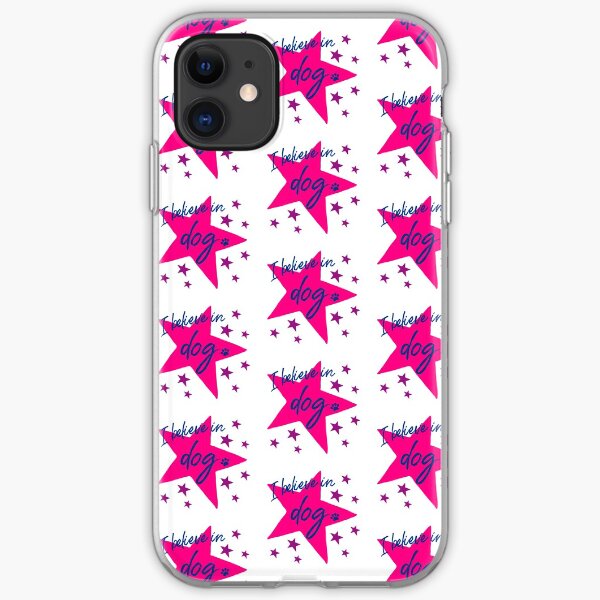 I Believe In Dog Navy, Pink & Violet Star Dog Slogan Gifts for Dog Lovers iPhone Soft Case