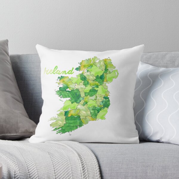 Watercolor Countries - Ireland Throw Pillow
