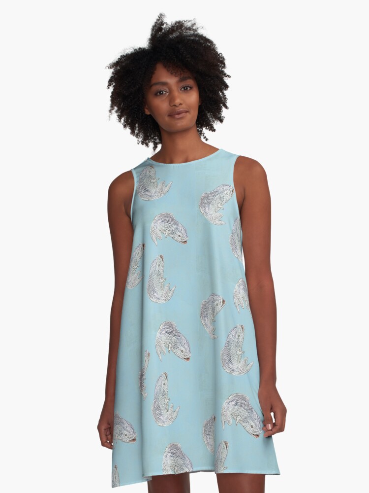 Thumbnail 1 of 4, A-Line Dress, Fish are jumpin' designed and sold by anni103.