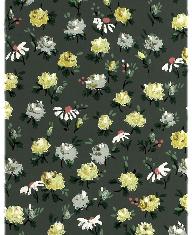 Vintage Floral Wallpaper Design on Gray Green Background Vintage Floral Wallpaper Design on Gray Green Background