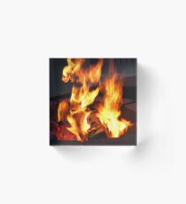 Flaming Fire Acrylic Block