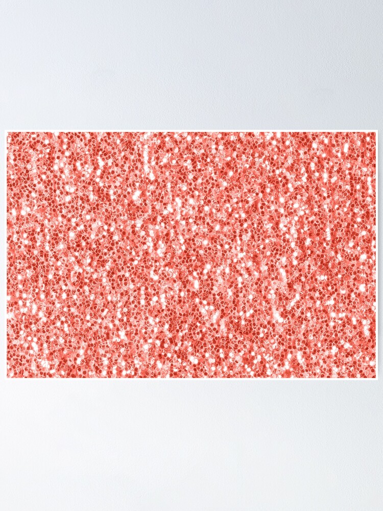 Living Coral Dark Faux Glitter Sparkles Poster By Pldesign Redbubble