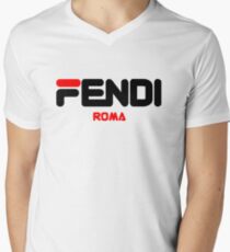 Fendi Roma Men's V-Neck T-Shirt