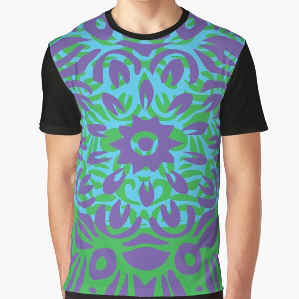 Floral Burst, Light Purple, Turquoise & Green Mandala 12 Graphic T-Shirt