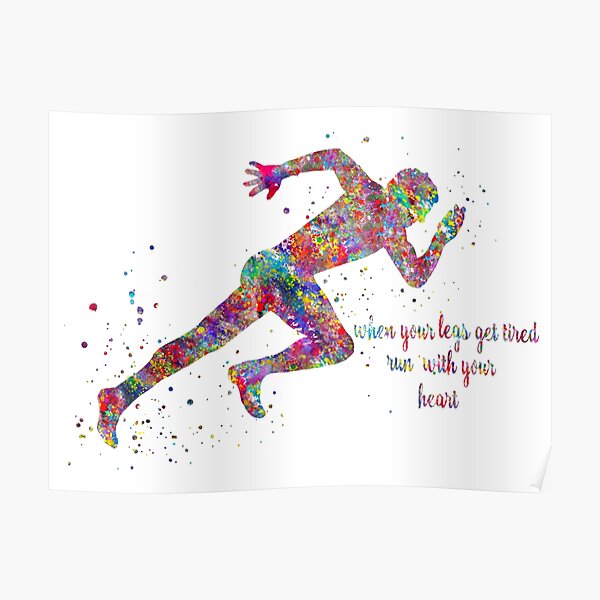 387 Female Runner Watercolor Painting Print Afro Runner Poster Runner illustration Runners Wall Art Gift For Running Lovers