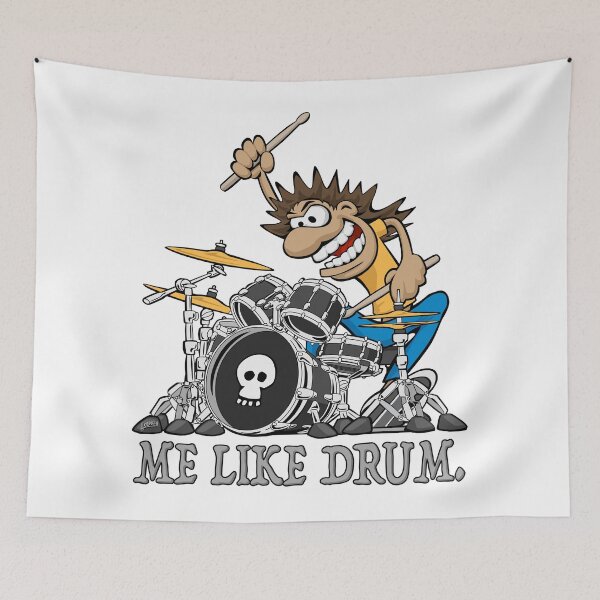 Item preview, Me Like Drum. Wild Drummer Cartoon Illustration designed and sold by hobrath.