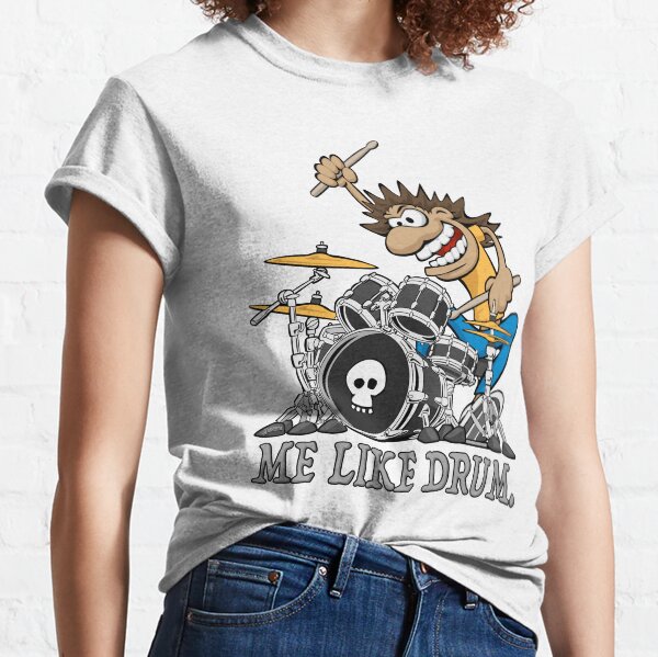 Me Like Drum. Wild Drummer Cartoon Illustration Classic T-Shirt