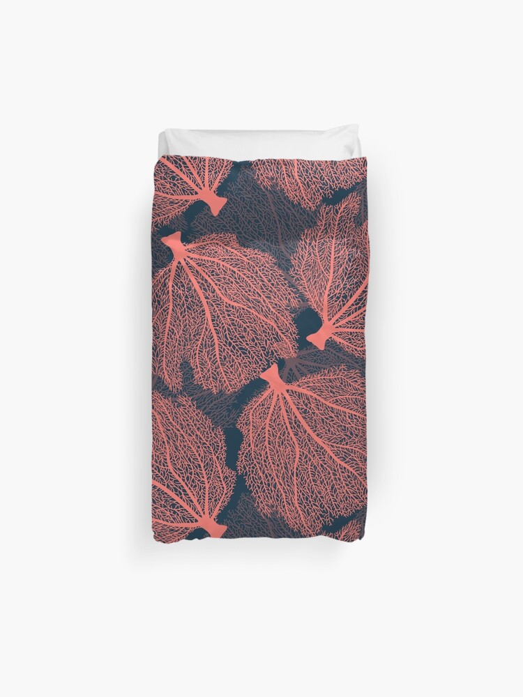 Fan Living Coral Duvet Cover By Katerinamk Redbubble