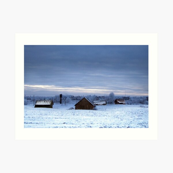 Village in winter Art Print