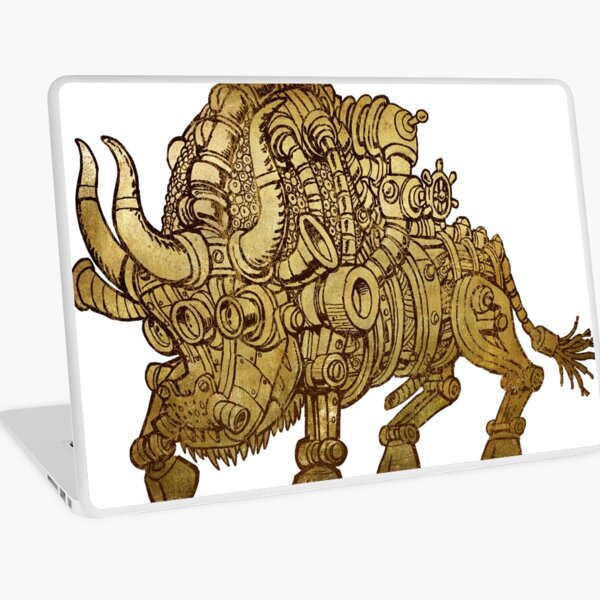 golden mechanical bull Laptop Skin