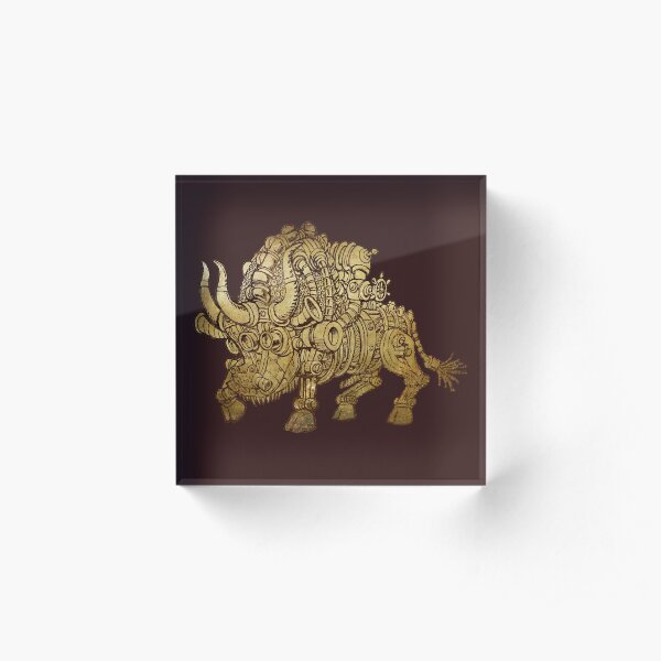 golden mechanical bull Acrylic Block