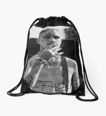 Lil Peep Portrait Black Text Drawstring Bag