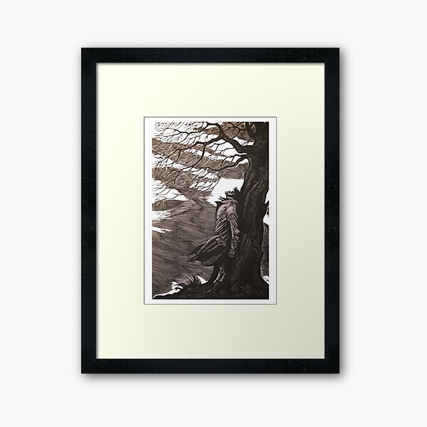 Hauteurs Wuthering Emily Bronte Illustration de Heathcliffe Impression encadrée