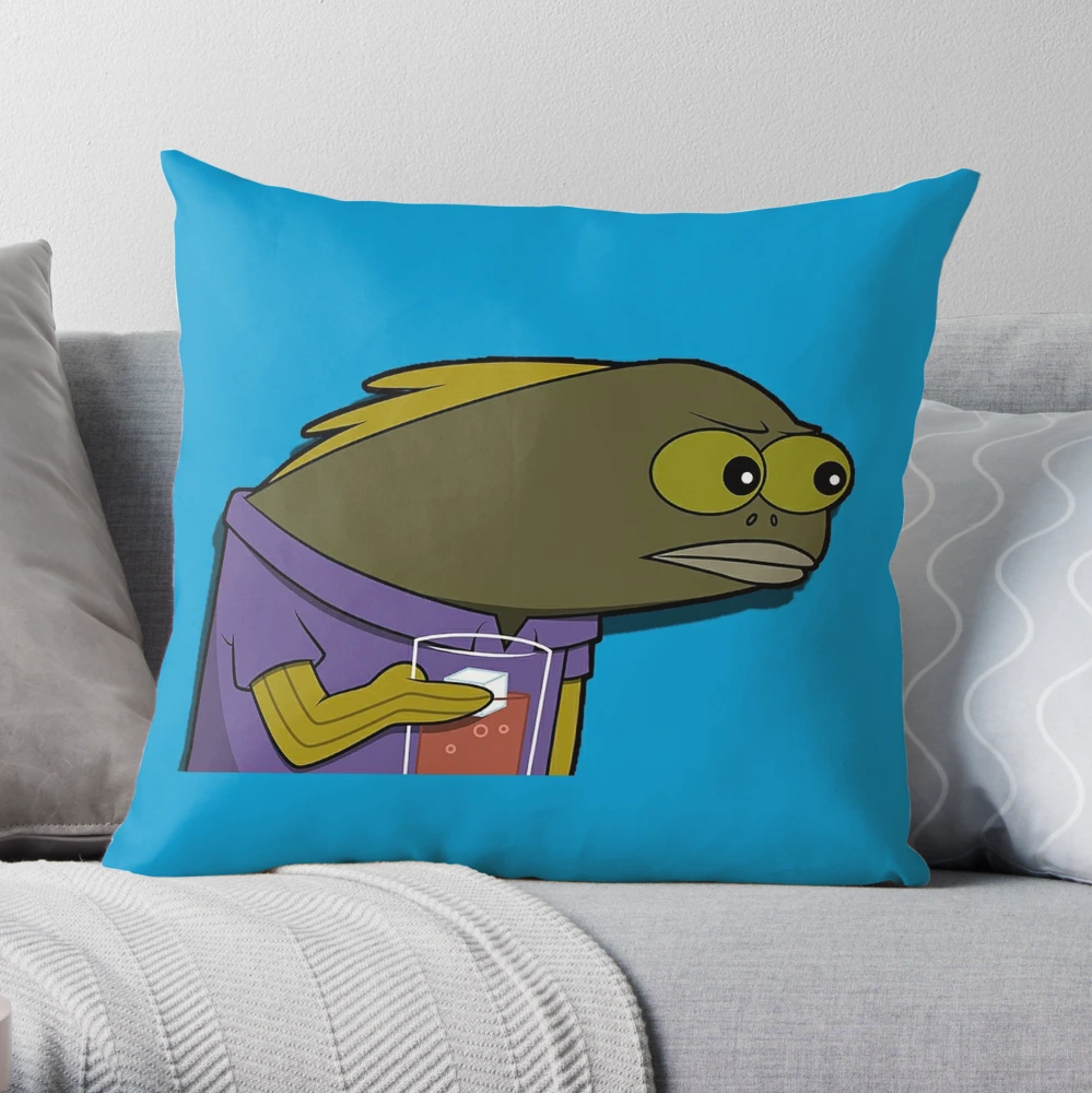 sad spongebob fish | Throw Pillow