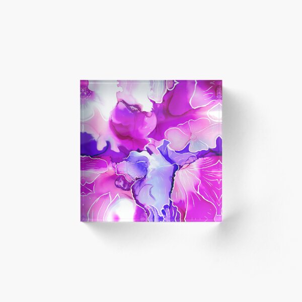 Purple Posies Acrylic Block