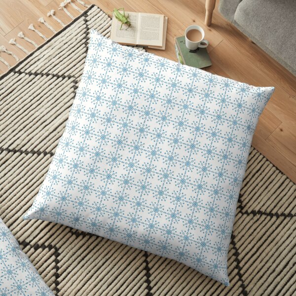 Soft-Blue Snowflake Floor Pillow
