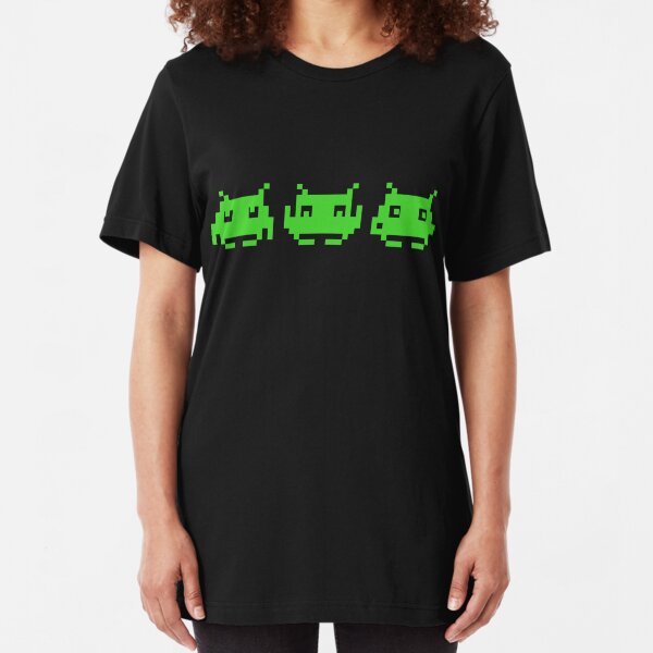 Space Invaders Green Triplets Slim Fit T-Shirt