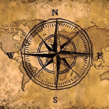 Compass Rose and World Map' Sticker