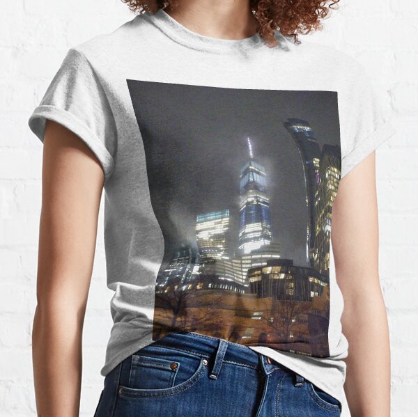 #NYC #NewYork #Manhattan #WorldTradeCenter #city #architecture #skyscraper #tower #cityscape #street #sky #modern #office #dusk #business #reflection #colorimage #builtstructure #light #urbanskyline Classic T-Shirt