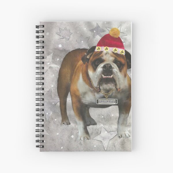 Bulldog with Om Winter Hat Spiral Notebook