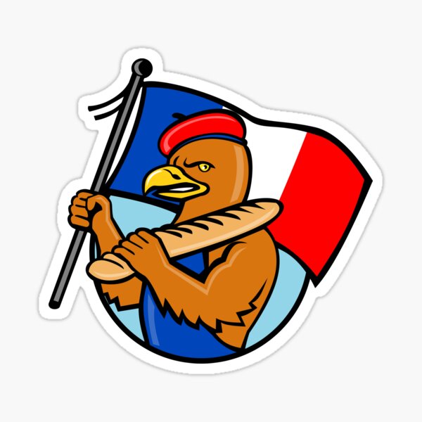 Item preview, Aigle français tenant un drapeau et une bande dessinée Baguette designed and sold by patrimonio.