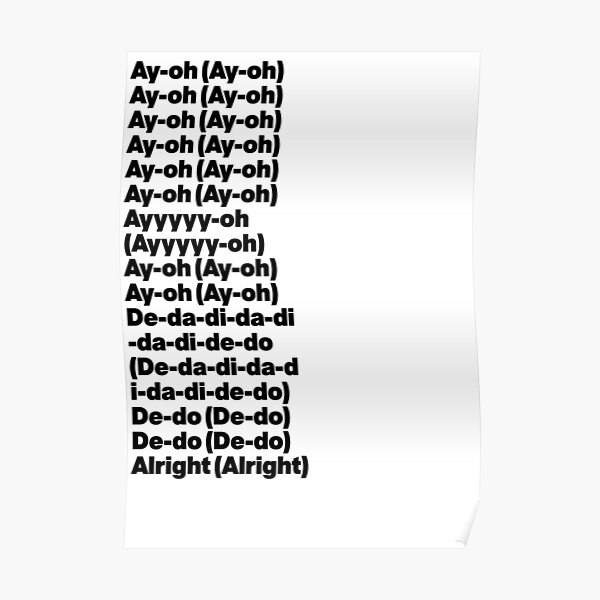 Ay-Oh - Freddie Mercury (Live Aid) Text Schwarz - Königin Poster